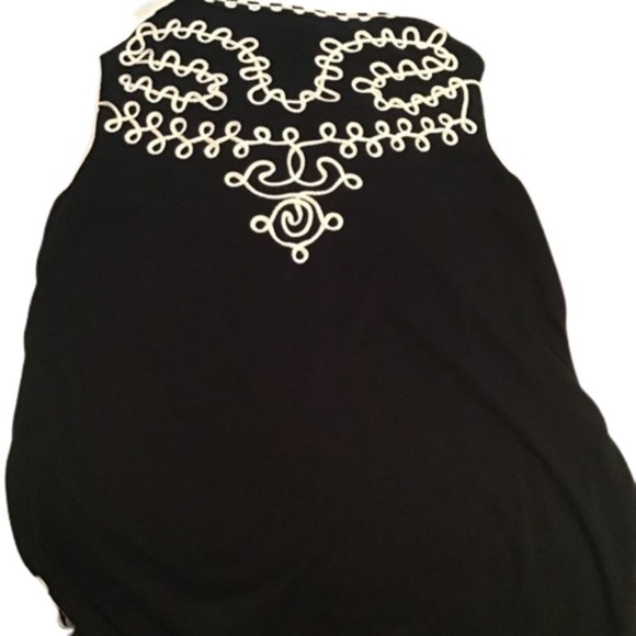 Objects D'Art Black White Embroidered Sleeveless Tank Top Size XL - Picture 5 of 6